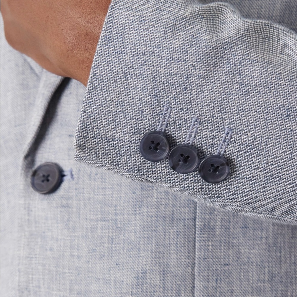 Men's linen mix suit jacket in blue - Picture 5 of 6